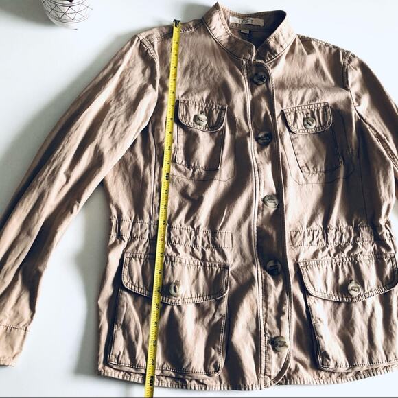 Ann Taylor LOFT Womens Large Petite Lightweight Cinch Waist Utility Jacket Khaki - Picture 4 of 8
